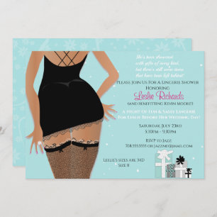 Blue Sparkle Lingerie Bridal Shower Invitation Kaart