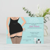 Blue Sparkle Lingerie Bridal Shower Invitation Kaart (Staand voorkant)