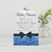Blue Sparkle-look Bow Boy's Baby shower Kaart (Staand voorkant)