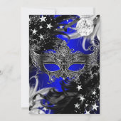 Blue Sparkle Magical Night Masquerade Party Invite Kaart (Achterkant)