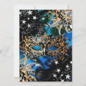 Blue Sparkle Magical Night Masquerade Party Kaart (Achterkant)