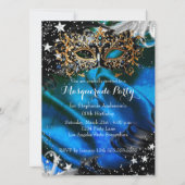 Blue Sparkle Magical Night Masquerade Party Kaart (Voorkant)