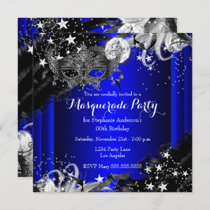 Blue Sparkle Magical Night Masquerade Party Kaart
