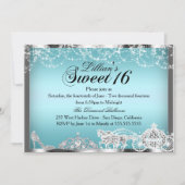 Blue Sparkle Princess Theme Sweet 16 Invite Kaart (Voorkant)