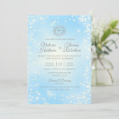 Blue Sparkle Sky Wedding Kaart (Staand voorkant)