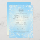 Blue Sparkle Sky Wedding Kaart (Voorkant / Achterkant)