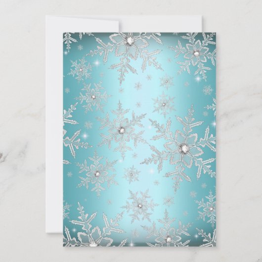 Blue Sparkle Snowflake Sweet 16 Uitnodiging (Achterkant)