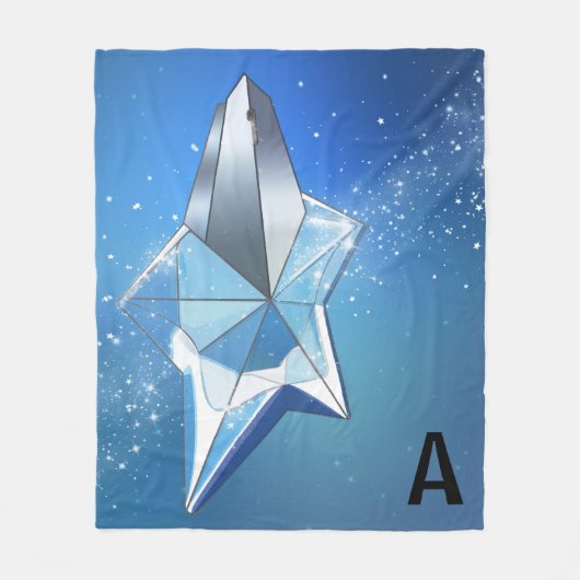 Blue Sparkle Star Perfume Bottle Glam op maat Fleece Deken (Voorkant)
