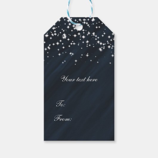 Blue & Sparkle Stars Elegante Glamour Favor Cadeaulabel (Voorkant)