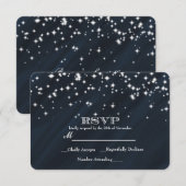Blue & Sparkle Stars Elegante Glamour RSVP-kaart RSVP Kaartje (Voorkant / Achterkant)
