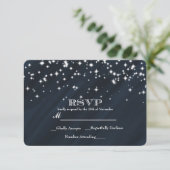 Blue & Sparkle Stars Elegante Glamour RSVP-kaart RSVP Kaartje (Staand voorkant)