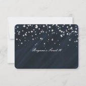 Blue & Sparkle Stars Elegante Glamour RSVP-kaart RSVP Kaartje (Achterkant)