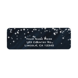 Blue & Sparkle Stars Elegante Glamour Uitnodiging Etiket
