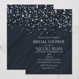 Blue & Sparkle Stars Elegante Glamour Uitnodiginge Kaart
