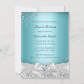 Blue Sparkle Tiara & Heels Sweet 16 Invite Kaart (Achterkant)