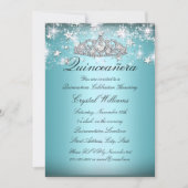 Blue Sparkle Tiara Stars Quinceanera Invite Kaart (Voorkant)