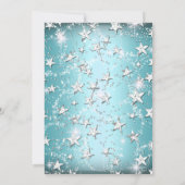 Blue Sparkle Tiara Stars Quinceanera Invite Kaart (Achterkant)