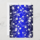 Blue Sparkle Tiara & Stars Quinceanera Kaart (Achterkant)