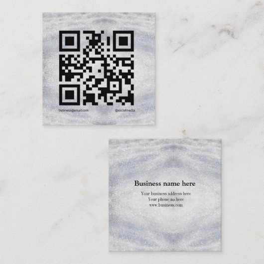 blue sparkle voeg hier logo text Q R code toe Vierkante Visitekaartje (Voorkant / Achterkant)