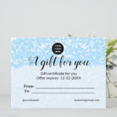 Blue Sparkle Voeg logo Tekst Naam Een Cadeaubon to (Staand voorkant)