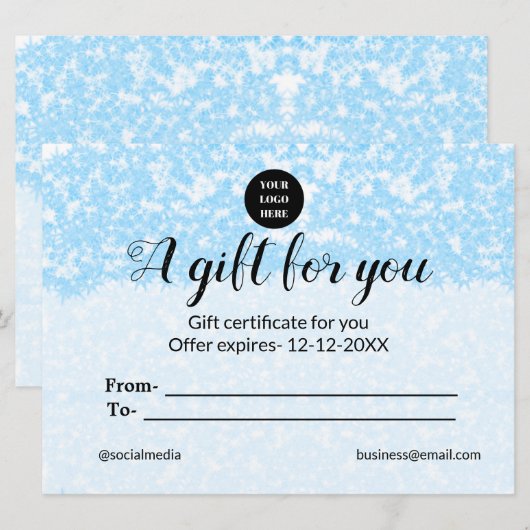 Blue Sparkle Voeg logo Tekst Naam Een Cadeaubon to (Voorkant / Achterkant)