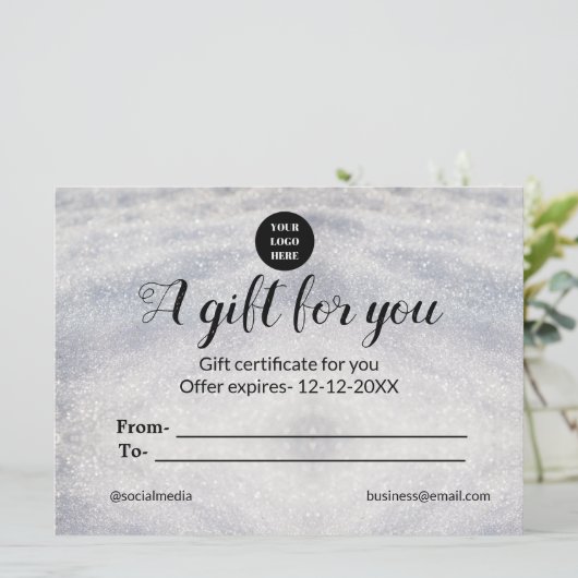 Blue Sparkle Voeg logo Tekst Naam Een Cadeaubon to (Staand voorkant)