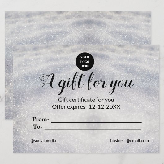 Blue Sparkle Voeg logo Tekst Naam Een Cadeaubon to (Voorkant / Achterkant)