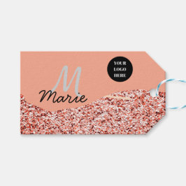 Blue Sparkle Voeg logo tekst toe Bedankt Korting Cadeaulabel
