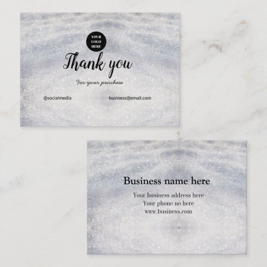 Blue Sparkle Voeg logo tekst toe Bedankt Korting Contactkaartje (Voorkant / Achterkant)