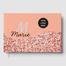 Blue Sparkle Voeg logo tekst toe Bedankt Korting Gastenboek