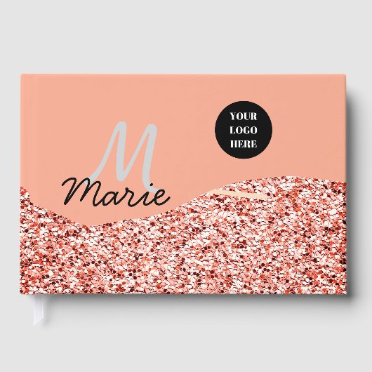 Blue Sparkle Voeg logo tekst toe Bedankt Korting Gastenboek (Voorkant)