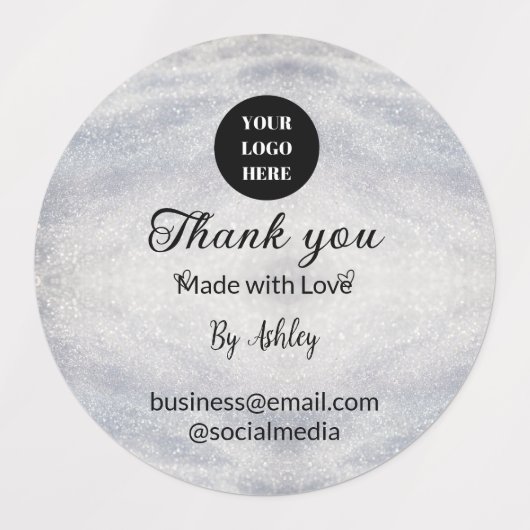 Blue Sparkle Voeg logo tekst toe Bedankt Korting Labels (Design 2)