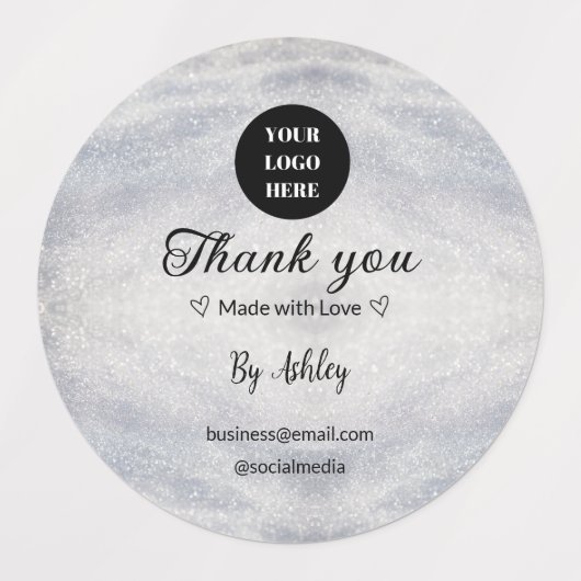 Blue Sparkle Voeg logo tekst toe Bedankt Korting Labels (Design 1)