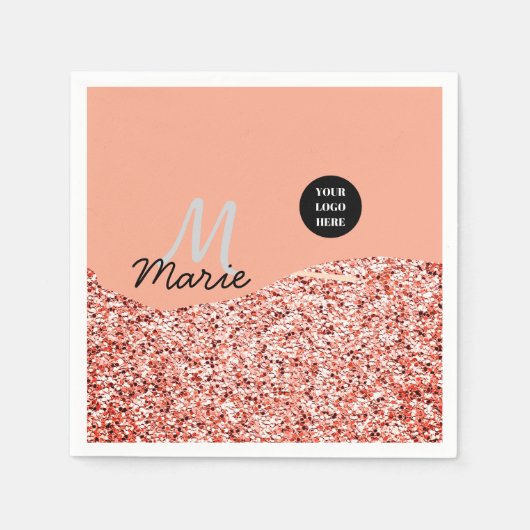 Blue Sparkle Voeg logo tekst toe Bedankt Korting Servet (Voorkant)