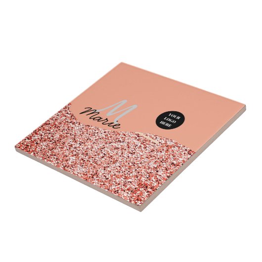 Blue Sparkle Voeg logo tekst toe Bedankt Korting Tegeltje (Zijkant)