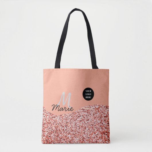 Blue Sparkle Voeg logo tekst toe Bedankt Korting Tote Bag (Voorkant)