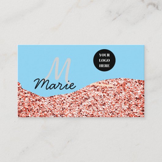 Blue Sparkle Voeg logo tekst toe Bedankt Korting Visitekaartje (Voorkant)