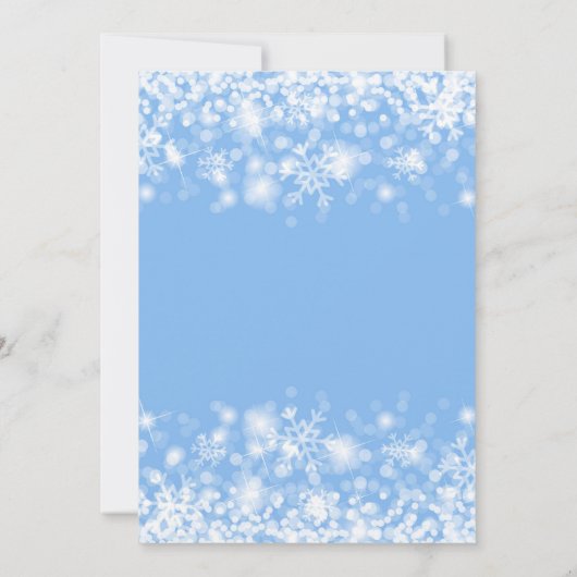 Blue Sparkle Winter Birthday Invitation Kaart (Achterkant)