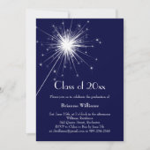 Blue Sparkler Afstuderen Celebration Invitation Kaart (Voorkant)