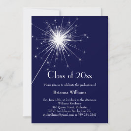 Blue Sparkler Afstuderen Celebration Invitation Kaart