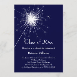 Blue Sparkler Afstuderen Celebration Invitation Kaart