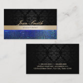 Blue Sparkles Damask Makeup Artist Visitekaartjes (Voorkant / Achterkant)