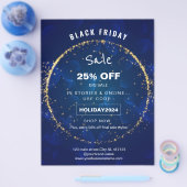 Blue Sparkles Feestdag sale promotie  Flyer (Enkel)