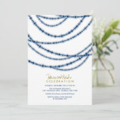 Blue Sparkles Hanukkah Celebration Holiday Party Kaart (Staand voorkant)