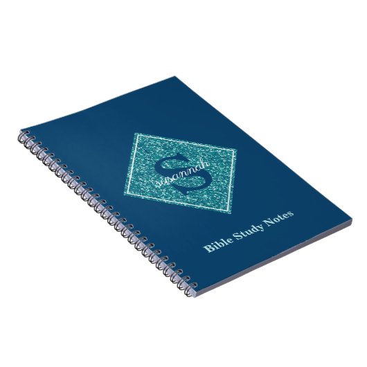 Blue Sparkles Monogram Bible Study Notebook Notitieboek (Rechterzijde)