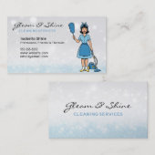 Blue Sparkles Retro Cleaner Schoonmaak Vrouw Servi Visitekaartje (Voorkant / Achterkant)