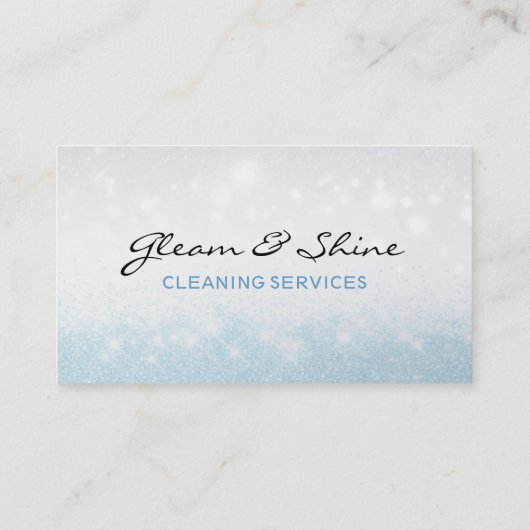 Blue Sparkles Retro Cleaner Schoonmaak Vrouw Servi Visitekaartje (Achterkant)