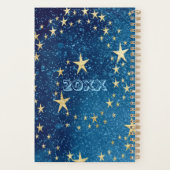 Blue Sparkling Glitter Stars Nieuwjaarsresolutie Planner (Achterkant)