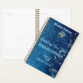 Blue Sparkling Glitter Stars Nieuwjaarsresolutie Planner (Display)
