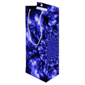 Blue Sparkling Lights Wijn Cadeautas (Achterkant Gekanteld)